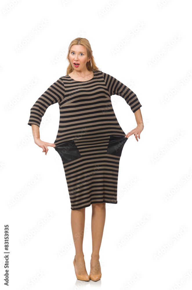 Pretty woman in brown dress isolated on white Pretty woman in brown dress isolated on white