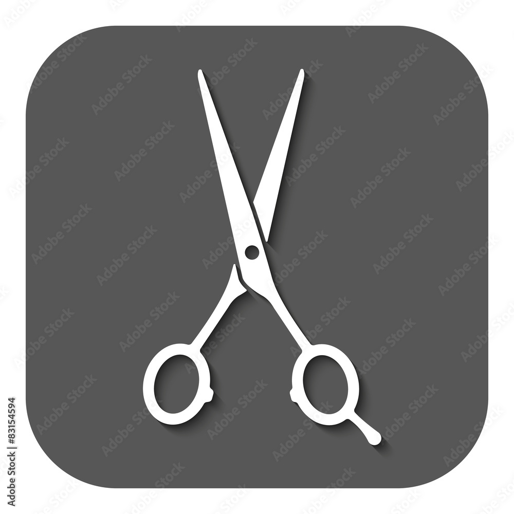 The hairdressing scissors icon. Barbershop symbol. Flat The hairdressing scissors icon. Barbershop symbol. Flat