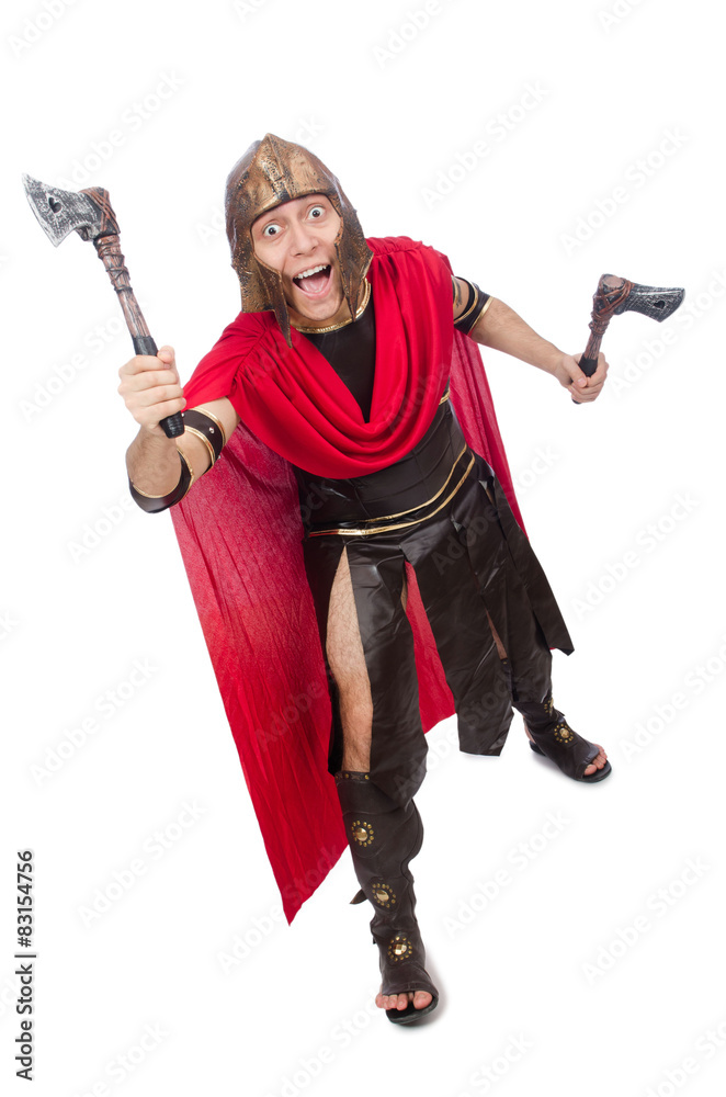 Gladiator with ax isolated on white Gladiator with ax isolated on white