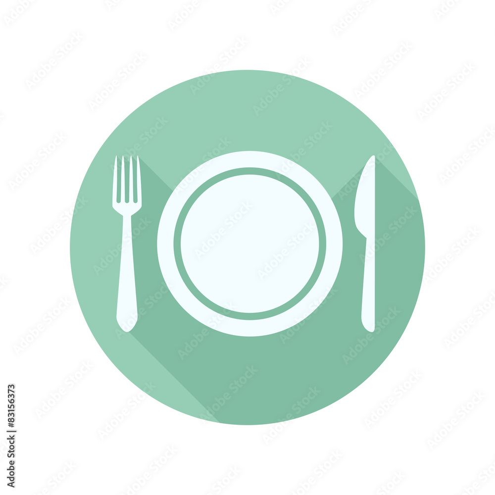 flat icon of the plate fork and knife flat icon of the plate fork and knife