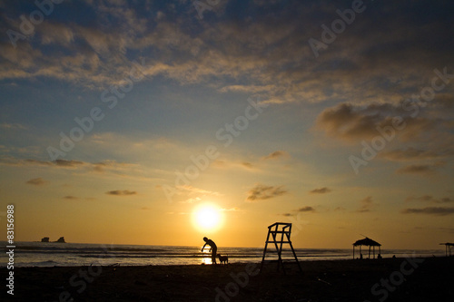 Beautiful sunset view from Ayampe beach in Manabi, Ecuador