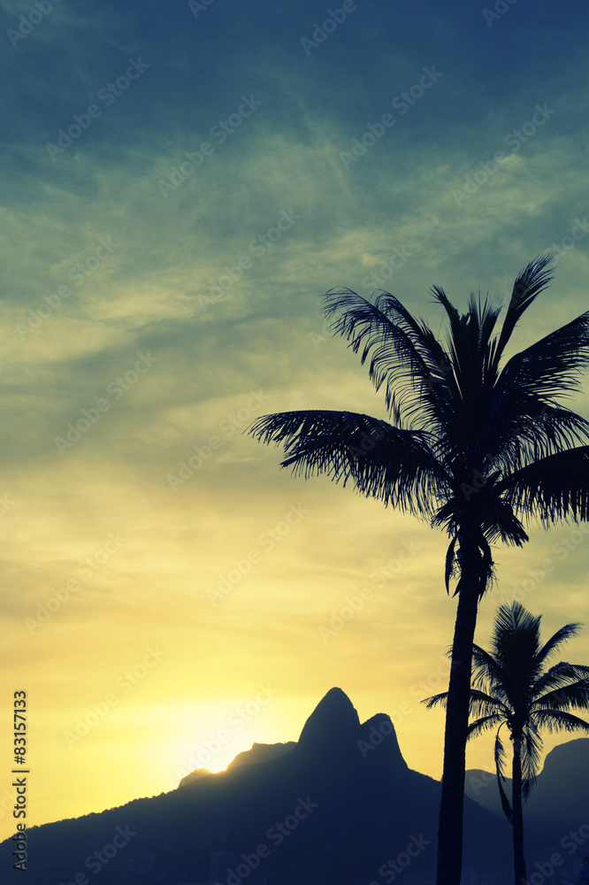 Sunset Rio de Janeiro Ipanema Beach Two Brothers Mountain Brazil Sunset Rio de Janeiro Ipanema Beach Two Brothers Mountain Brazil