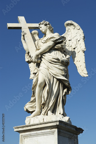 Statue of Angel Holding Cross in Rome