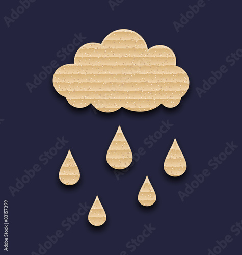Carton paper cloud with rain drops