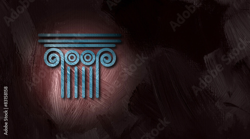 Foto Architectural pediment on brush stroke texture background