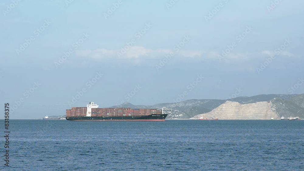 Loaded Cargo Container Ship, view Loaded Cargo Container Ship, view