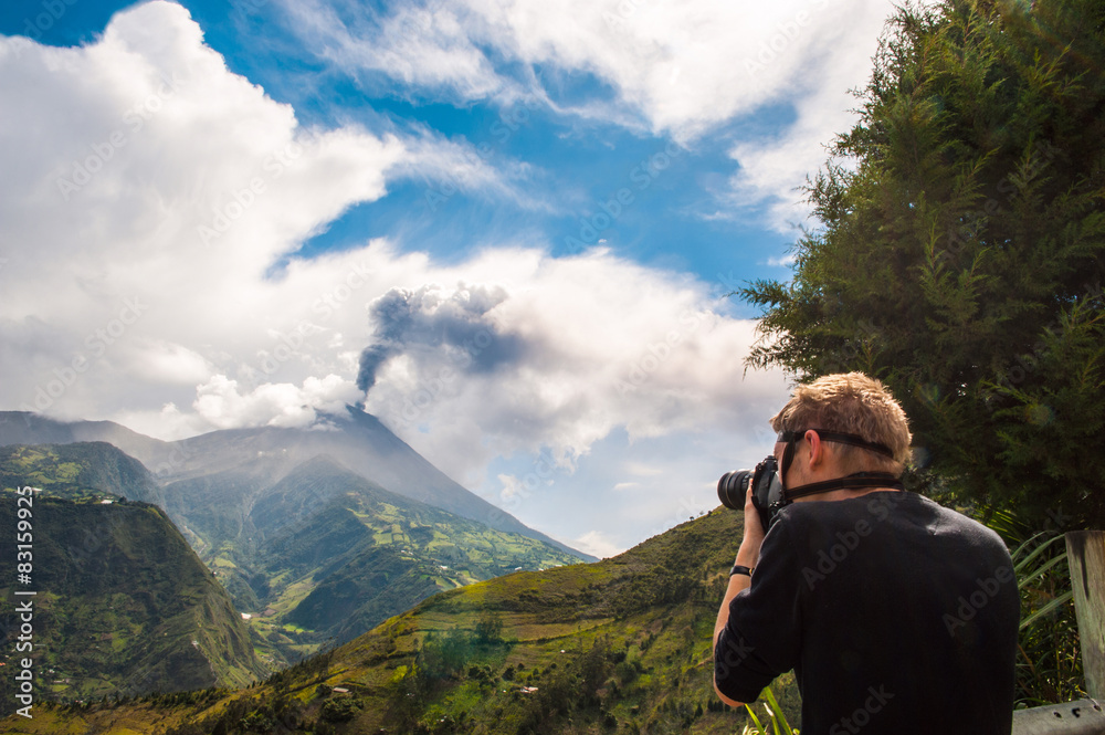 Eruption of a volcano Tungurahua, Cordillera Occidental, Andes