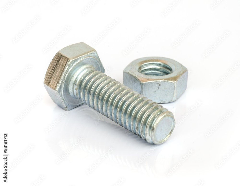 Bolt and nut. Bolt and nut.