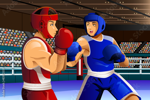 Boxers fighting in ring