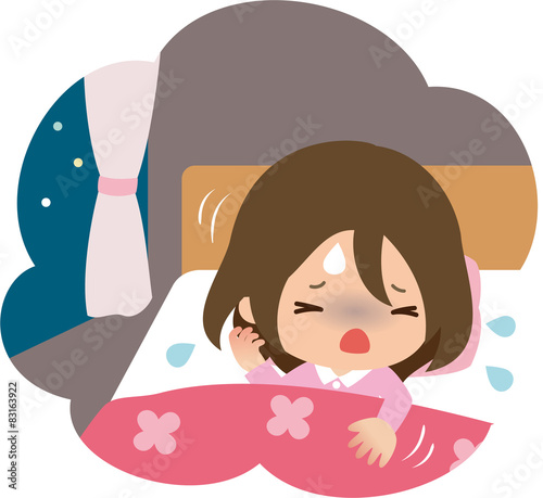 就寝中にうなされる女性