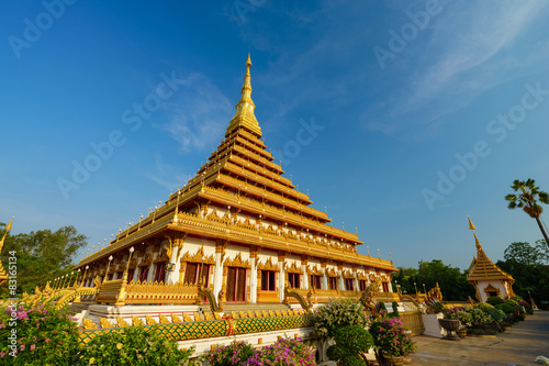 golden pagoda at the Thai temple, Khon kaen Thailand.