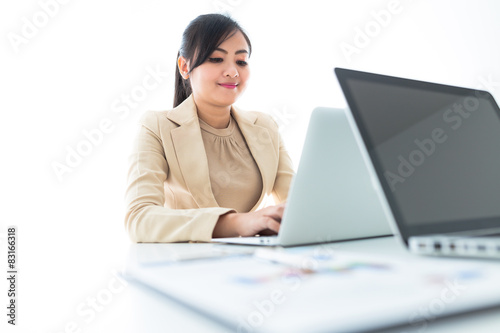 businesswoman analyzing financial report.accounting