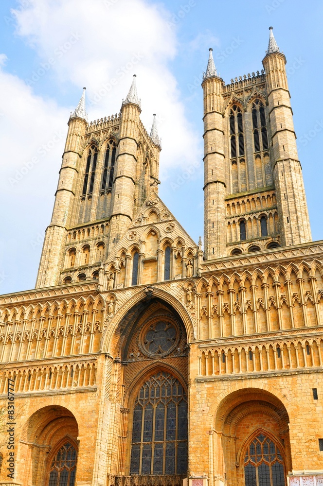 Architectural detail of the Lincoln Cathedral in England