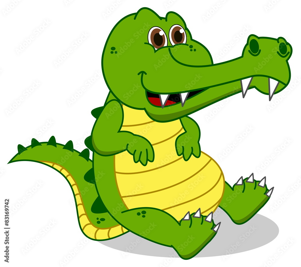 Naklejka premium sitting green crocodile 