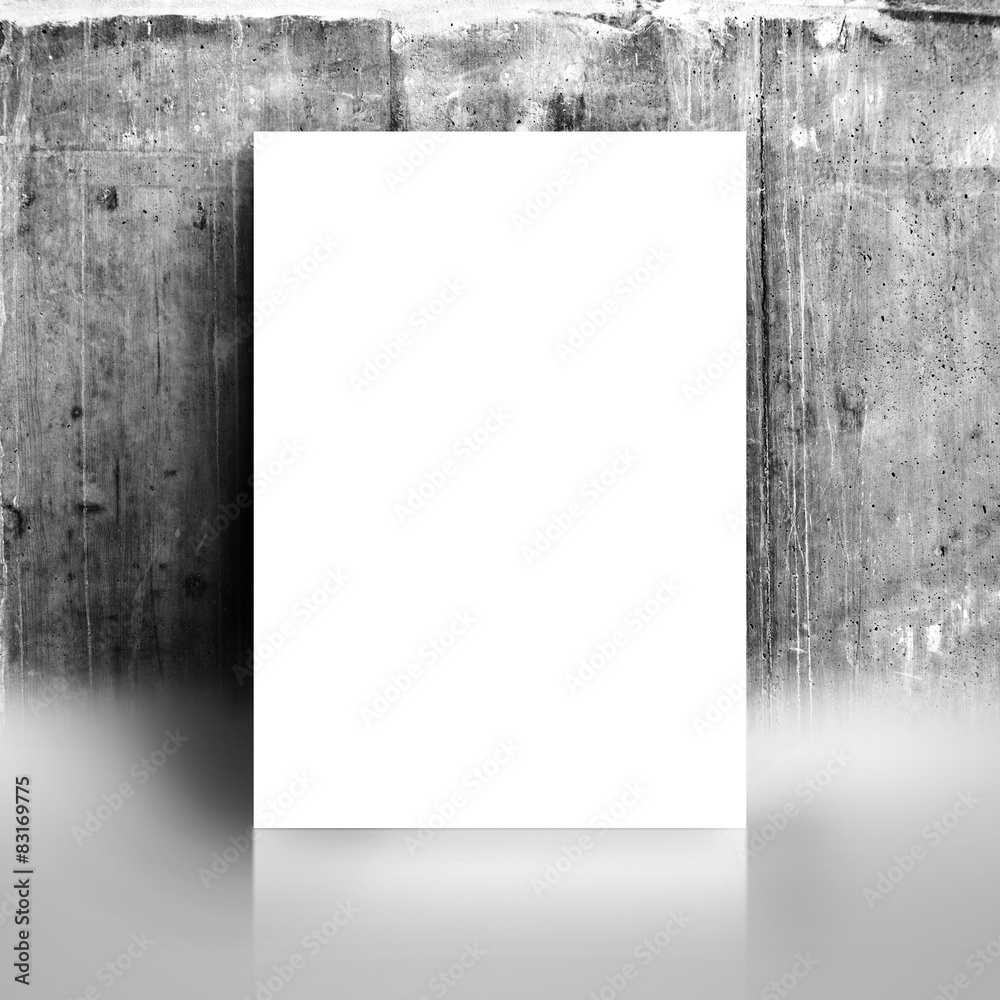 Blank White Poster Mock Up Leaning on Grunge Studio Wall Blank White Poster Mock Up Leaning on Grunge Studio Wall