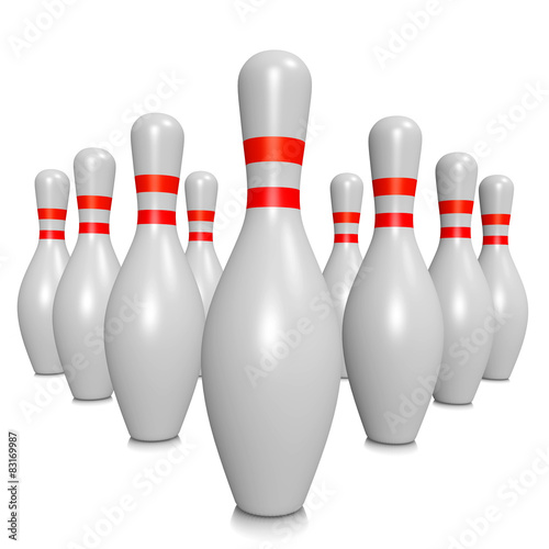 Bowling pins and ball
