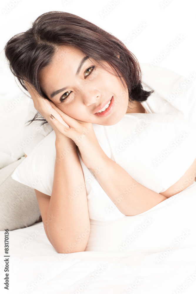Portrait of a beautiful young woman in bed Portrait of a beautiful young woman in bed