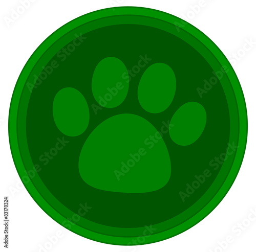 cat dog paw green button
