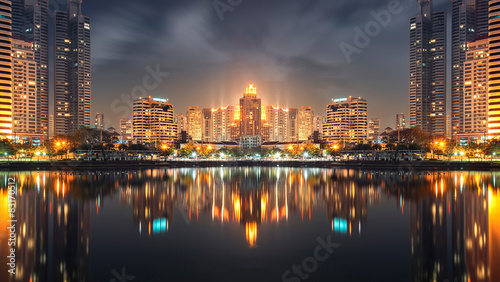 city reflection bangkok downtown