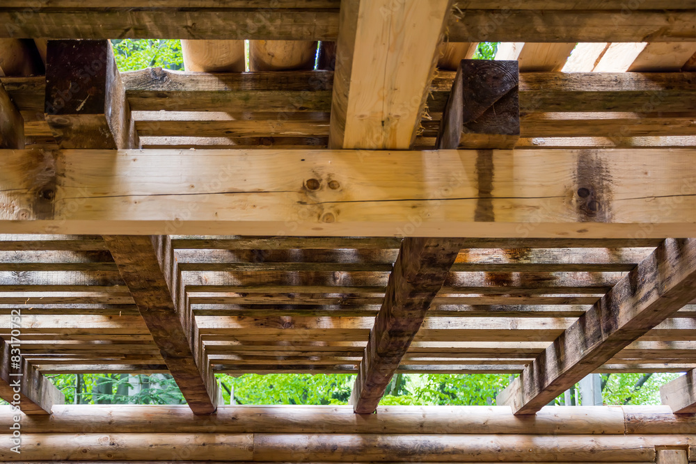 Interior detail of a wooden structure