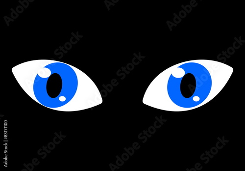 blue eyes on a black background

