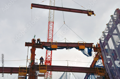 Construction workers, Steeplejack, Steel Erection Works, Japan photo