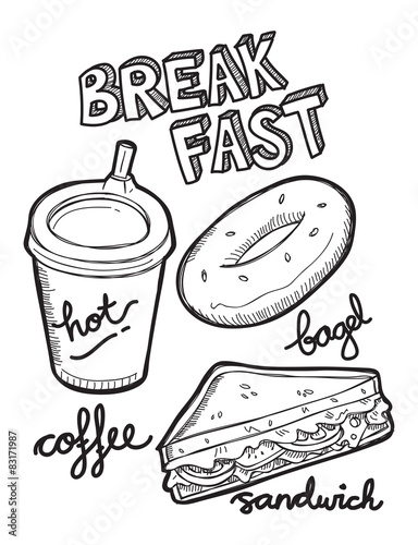 breakfast food and drink doodle
