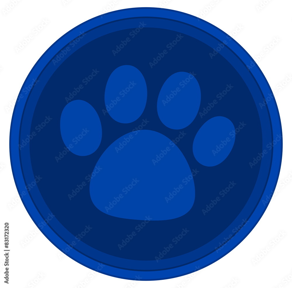 cat dog paw blue button
