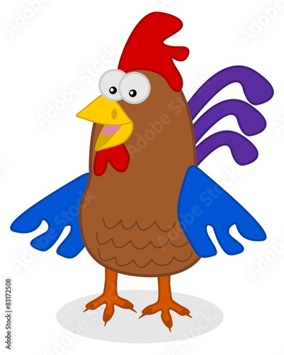 a happy multicolor rooster