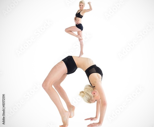 View of a fit young woman doing the wheel pose