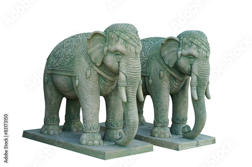 Two Elephant sculpture isolated on white background