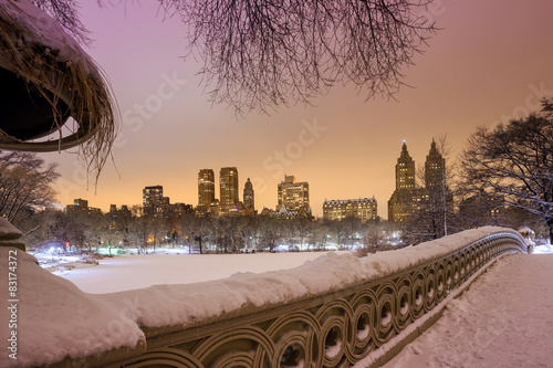 Photography Central Park - New York City bow bridge after snow storm