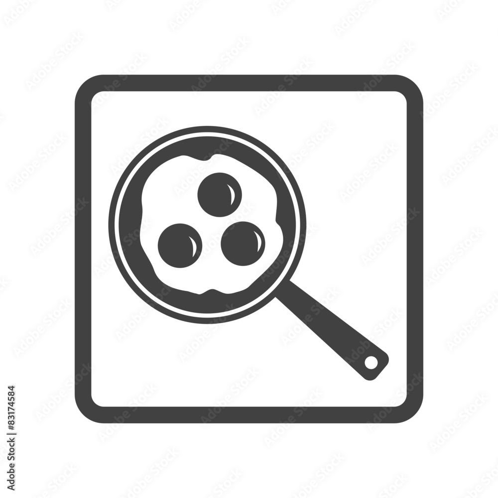 Vector illustration of scrambled eggs in skillet icon on white b Vector illustration of scrambled eggs in skillet icon on white b