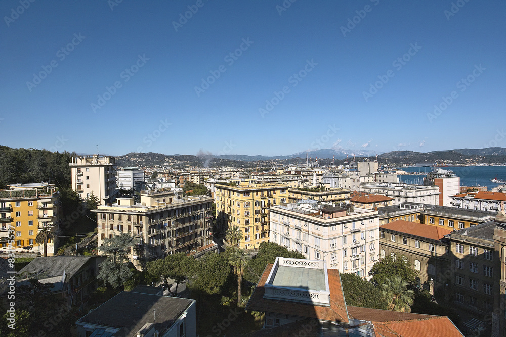 exerior view on roofs in La Spezia . Italy