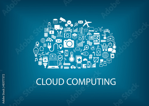 Cloud computing concept with various icons