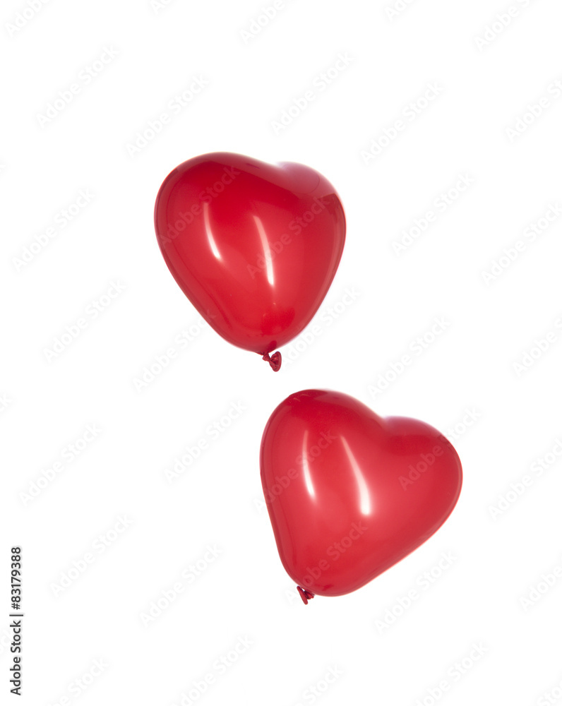 Heart Shaped Red Balloons on White Background Heart Shaped Red Balloons on White Background