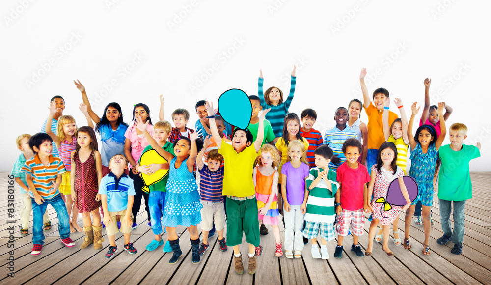 Obraz premium Multiethnic Children Smiling Happiness Friendship Concept