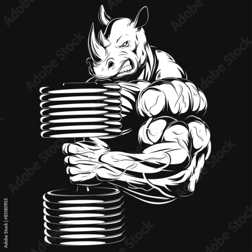 Rhino with dumbbell