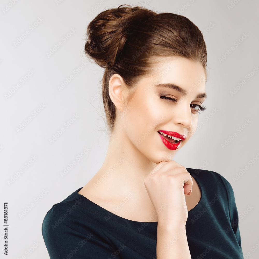 Portrait of Beautiful Woman. Perfect Makeup and Hairstyle Portrait of Beautiful Woman. Perfect Makeup and Hairstyle