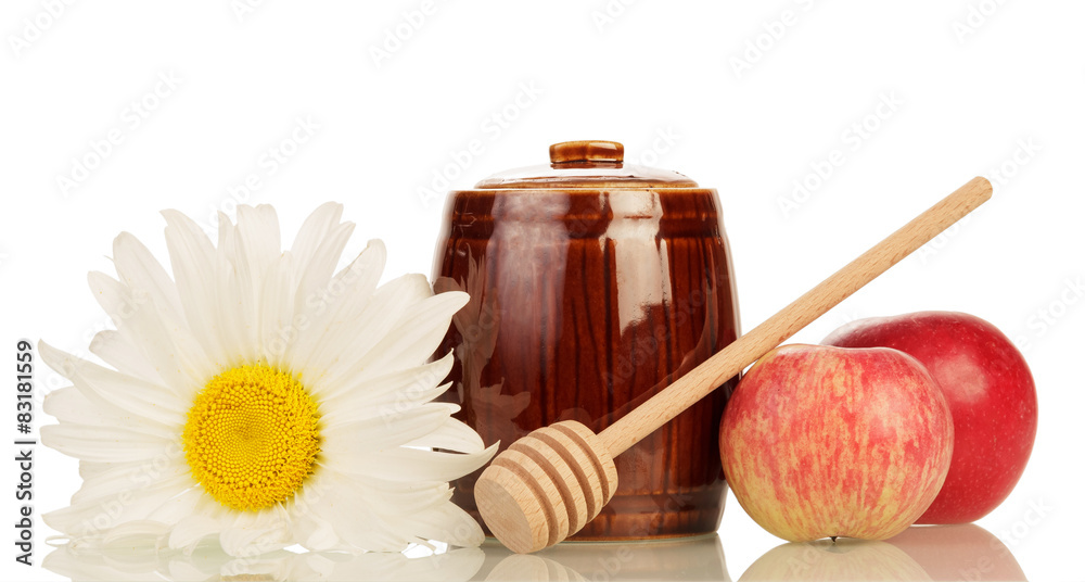 Sweet honey with flower and apple Sweet honey with flower and apple
