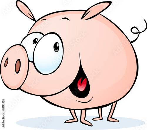 funny pig cartoon - vector illustration