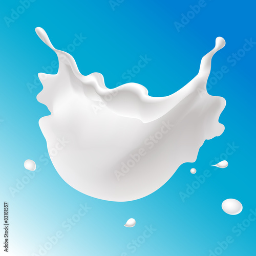 vector splash of milk on blue background