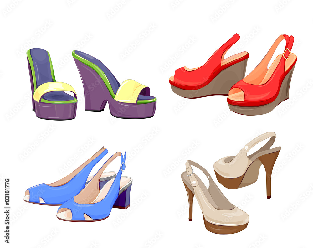 fashion collection of girls shoes. fashion collection of girls shoes.