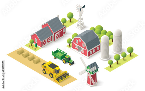 Vector isometric farm set