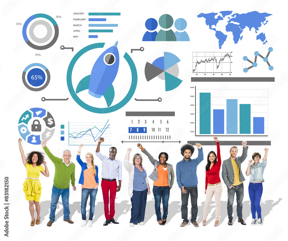 New Business Chart Innovation Teamwork Global Business Concept New Business Chart Innovation Teamwork Global Business Concept