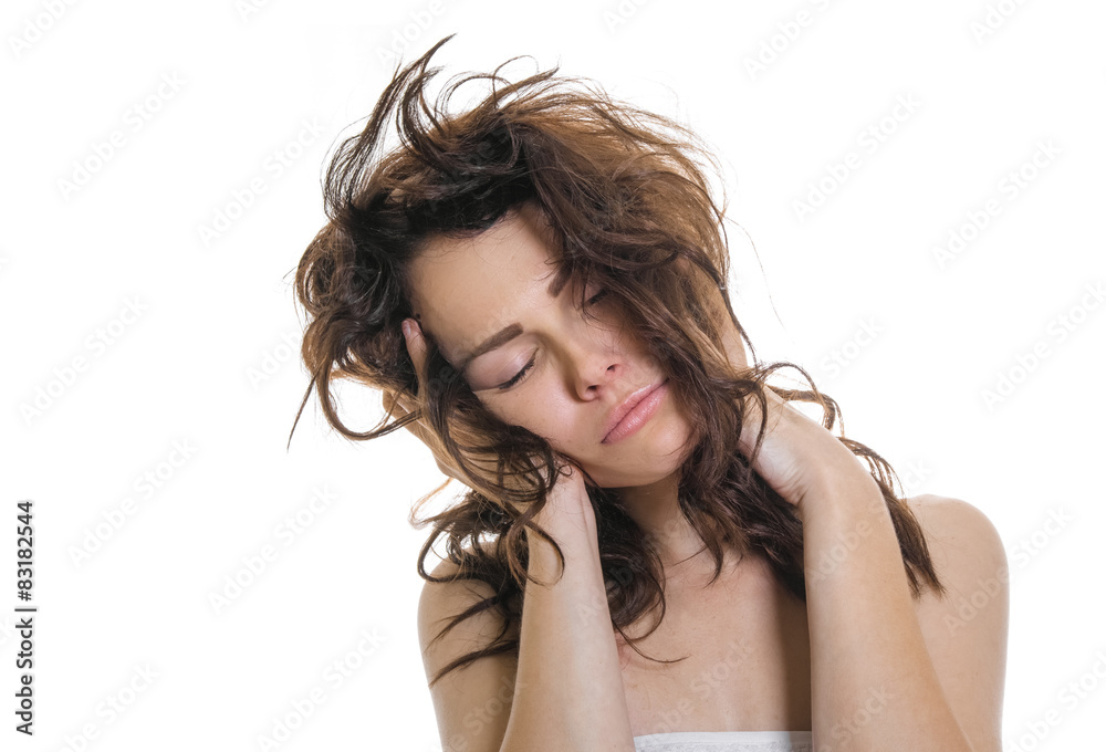 Fototapeta premium Sleepy or drowsy young girl