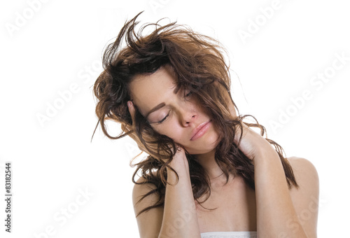 Sleepy or drowsy young girl