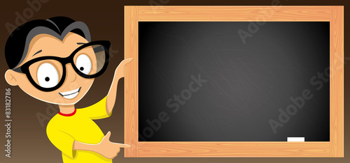 Vector illustration. Teen and blackboard.