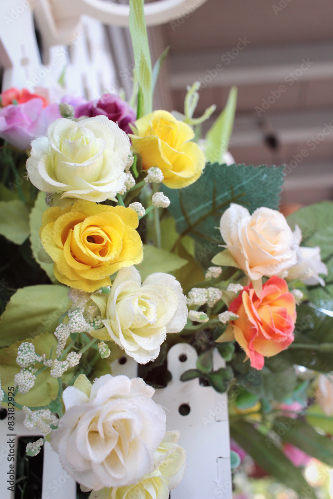 Obraz premium Beautiful vintage roses of artificial flowers