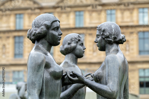 Paris - Bronze sculpture The Three Nymphs in Tuileries garden